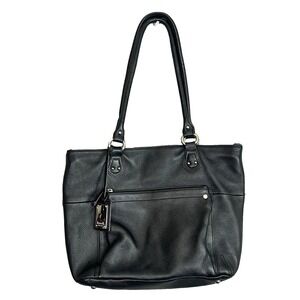 Tignanello Tote Bag Black Leather Handbag with‎ Bag Charm